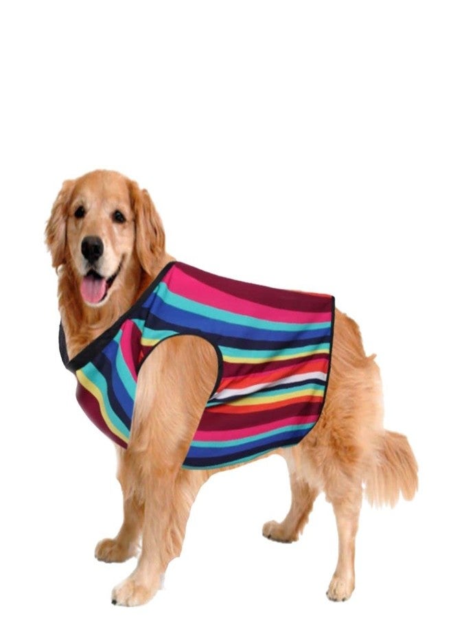 Sage Square Funky Soft Material Dog T-Shirt | Cool/Funky Print Pet | Soft Light Weight | Comfortable & Breathable Dog Clothing | Trendy Vest Outfit (XLarge - 24 inch) (Colorfull Stripes Print) - Image 1